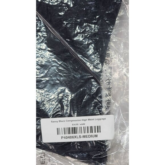 White Birch Leggings High Waist Sassy Black Compression Womens Size Med New - Picture 4 of 8